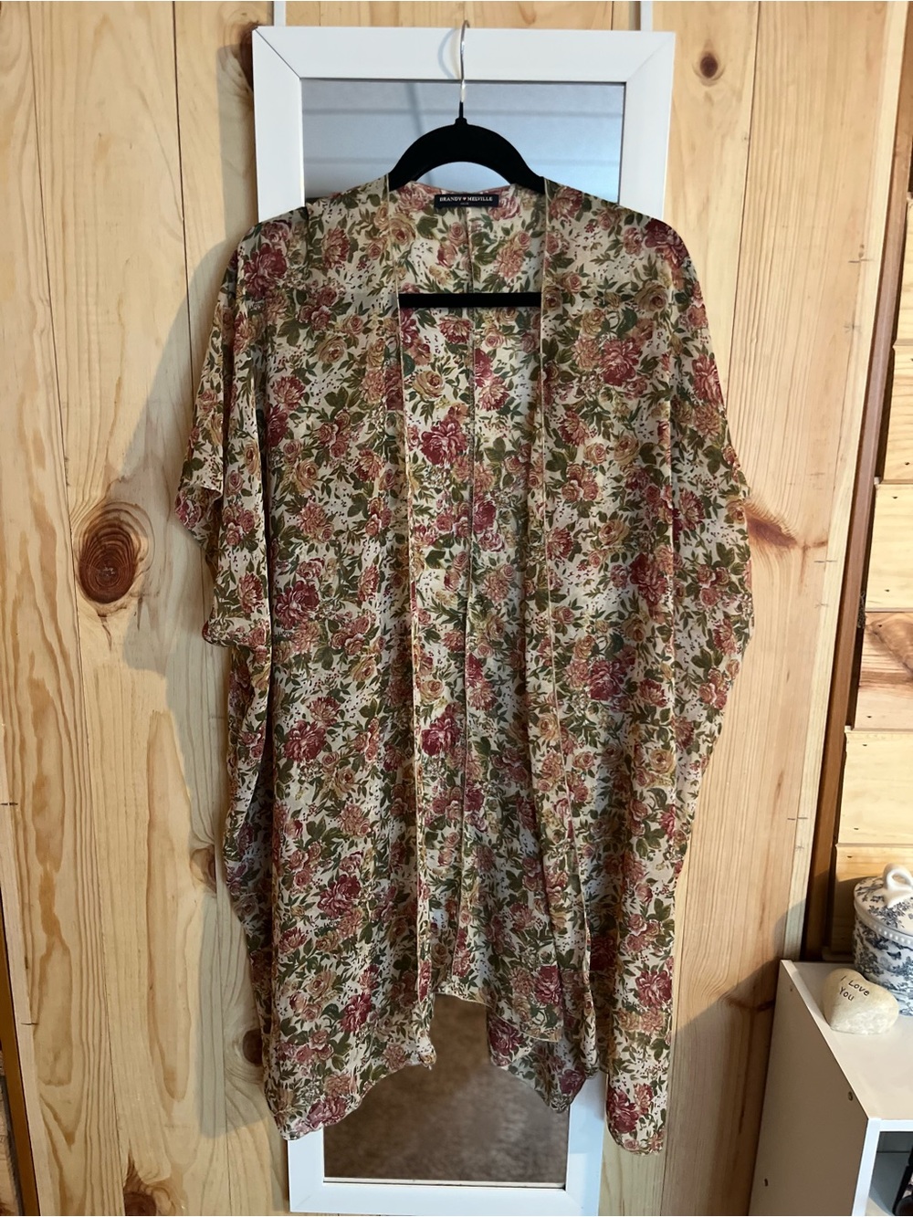 Brandy Melville Cotton Blend Floral Kimono